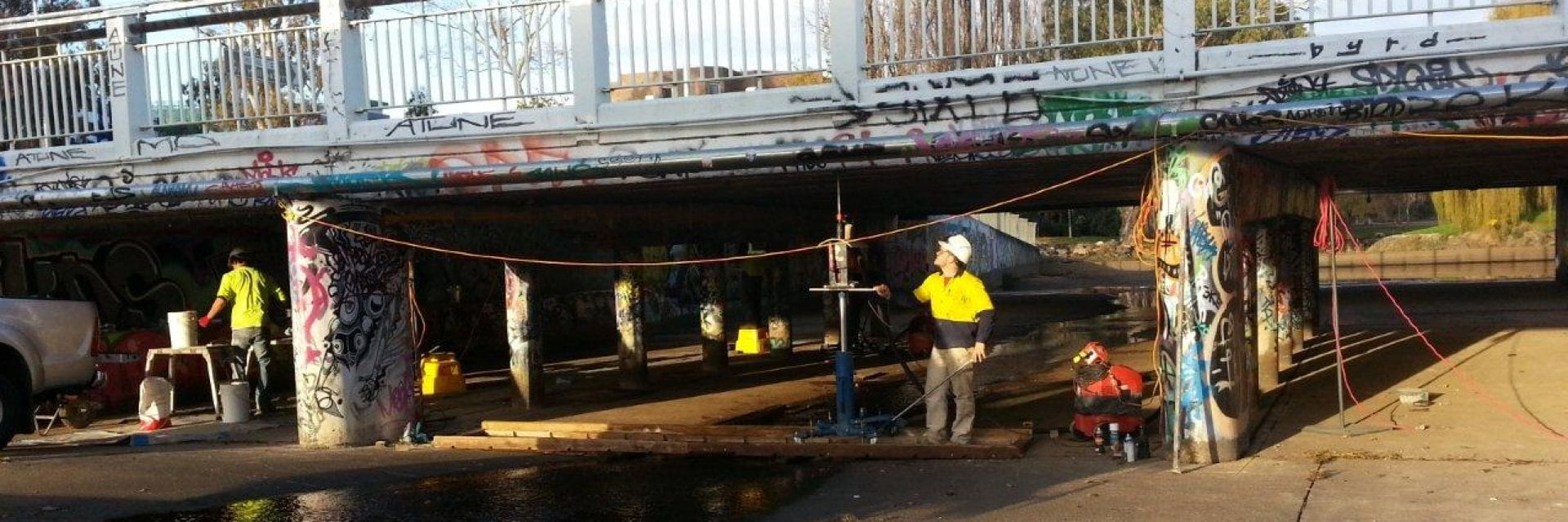 Strengthening works along the abutment, pier and deck of the Barry Drive Bridge, ACT