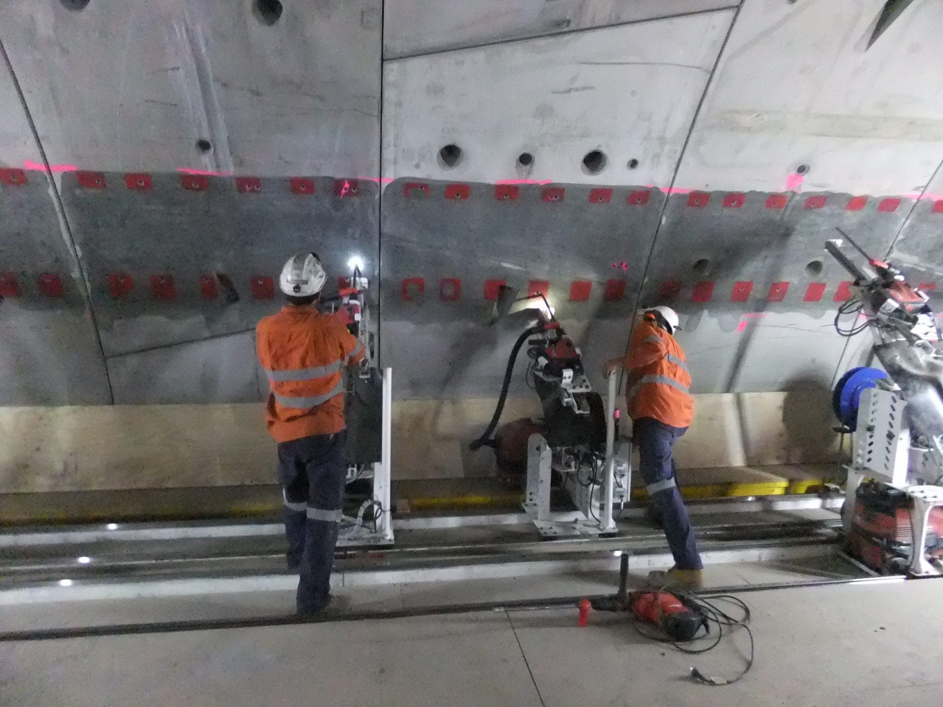 Herrenknecht rig and Hilti hammer drills and vacuums on the Legacy Way Tunnel in Brisbane