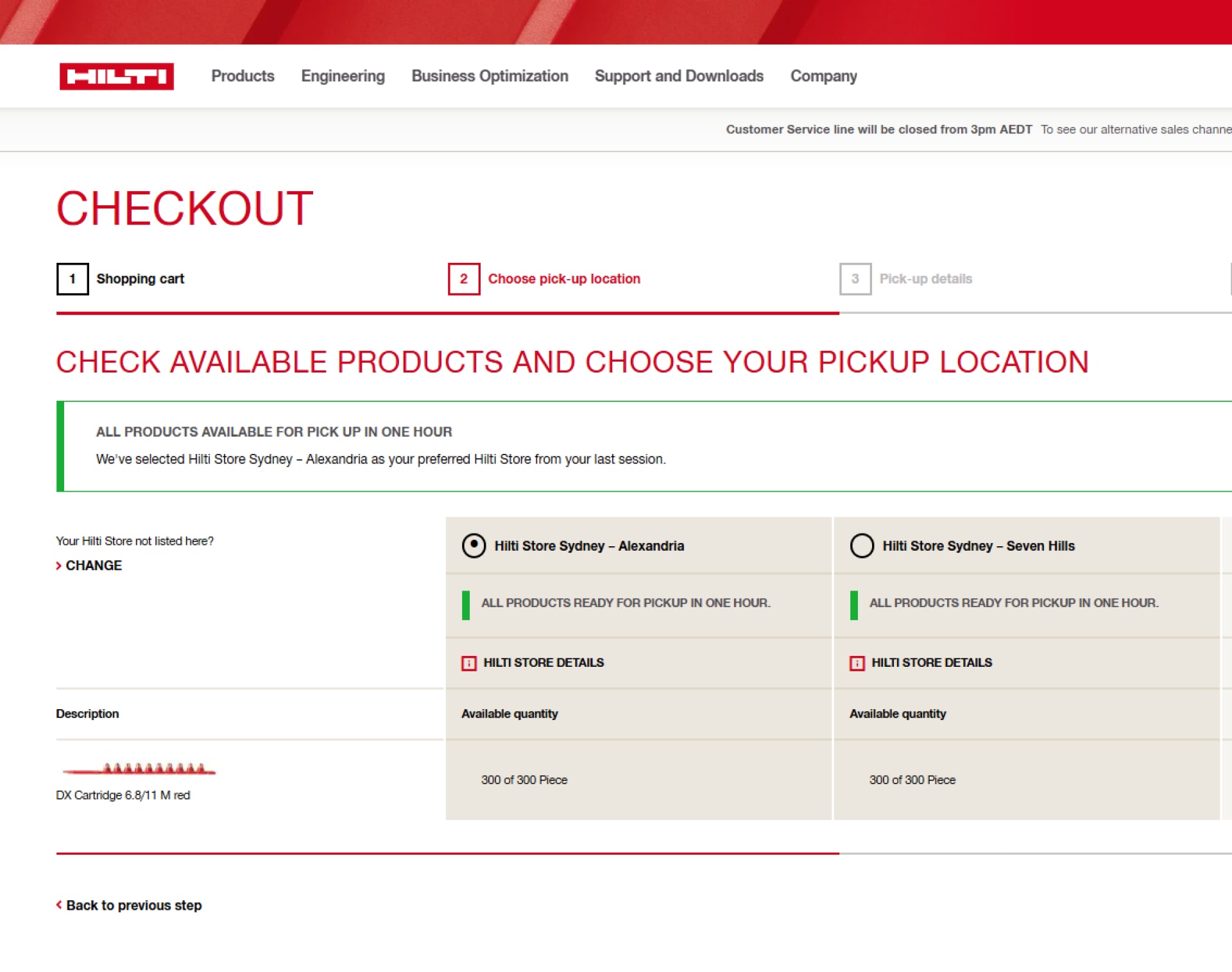 Hilti click and collect