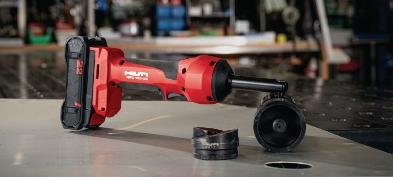 NPU Knockout sets (1/2 to 2) or (2-1/2 to 4) Knockout die, punch and draw stud sets for punching ½ – 4 diameter conduit holes in up to 10-gauge steel Applications 1
