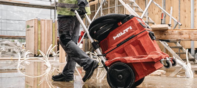 VC 40H-X H-Class dust extractor Powerful dust extractor with large container and push-bar for connection with power tools and jobsite clean ups (wet & dry), 30l tank Applications 1