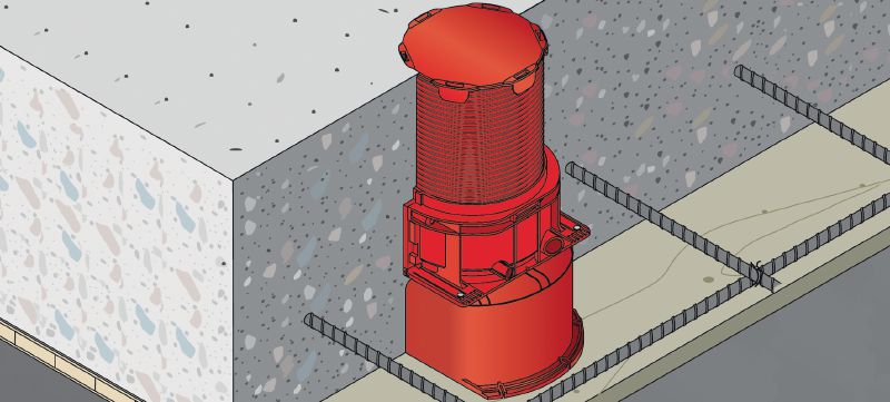 CP 680-P Cast-in firestop sleeve One-step firestop cast-in sleeve for plastic pipe penetrations through floors. Place it and forget it Applications 1