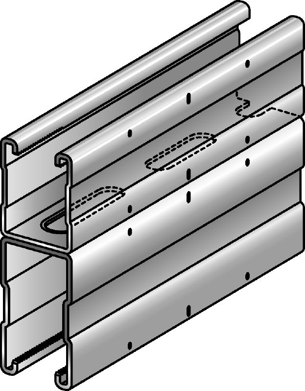MQ-52-72 D-F C-Channel profile hot-dip galvanised (HDG) double C-Channel profile for medium/heavy-duty applications