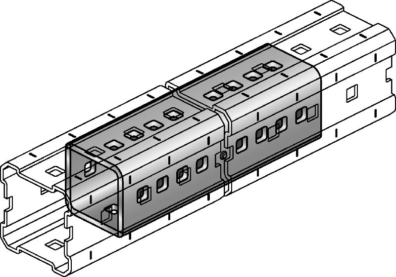 MIC-E Hot-dip galvanised (HDG) connector used to connect MI girders longitudinally for long spans in heavy-duty applications