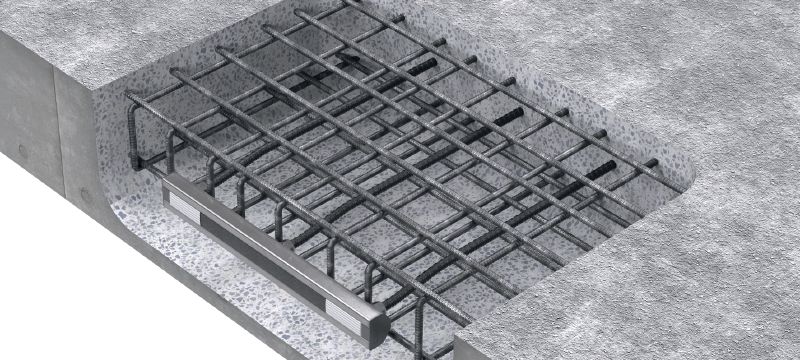 HAC-V Front-of-slab rebar channel Cast-in anchor channels for front-of-slab applications Applications 1