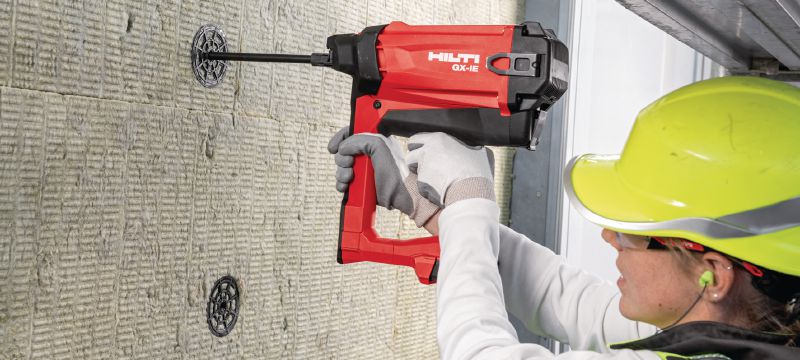 GX-IE Gas-actuated insulation nailer Gas nailer for insulation fastening on soft and some tough concrete and cold-formed steel studs (insulation board thickness 25-150 mm| 1 – 5 7/8) Applications 1