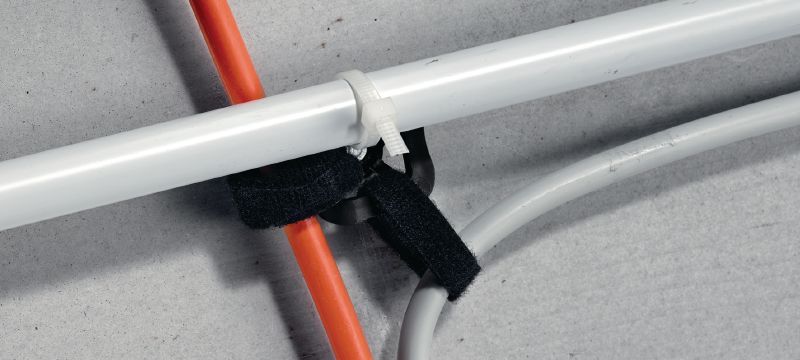 X-UCT P Cable tie mount with nail Universal cable tie holder with pre-mounted, high-performance X-P nail for fastening cable/conduit to concrete using powder-actuated tools Applications 1