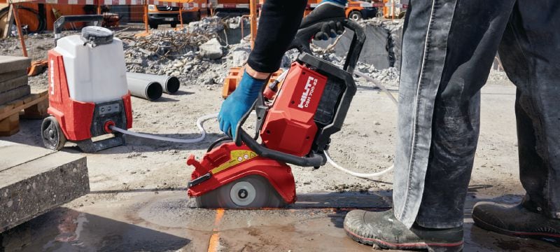 DSH 700-22 battery cut-off saw (rear handle) heavy-duty, rear-handle battery-powered cut-off saw for concrete, metal and masonry (Nuron battery platform) Applications 1