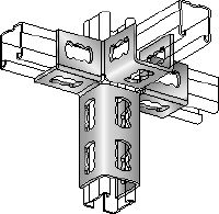 MQV-4/3 D Angle connector Galvanised channel connector for three-dimensional structures