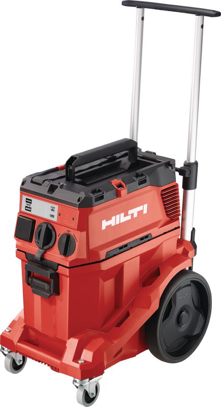 VC 40H-X H-Class dust extractor Powerful dust extractor with large container and push-bar for connection with power tools and jobsite clean ups (wet & dry), 30l tank