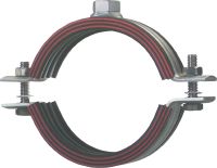MP-MRI heavy-duty pipe clamp Stainless steel (A4) pipe clamp with sound insulation for heavy-duty applications