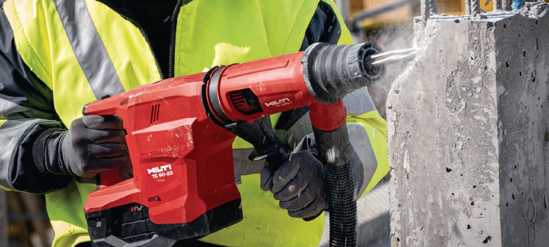 TE 60-22 Cordless rotary hammer Powerful and cordless SDS Max (TE-Y) rotary hammer with Active Vibration Reduction and Active Torque Control for heavy-duty concrete drilling and chiseling (Nuron) Applications 1