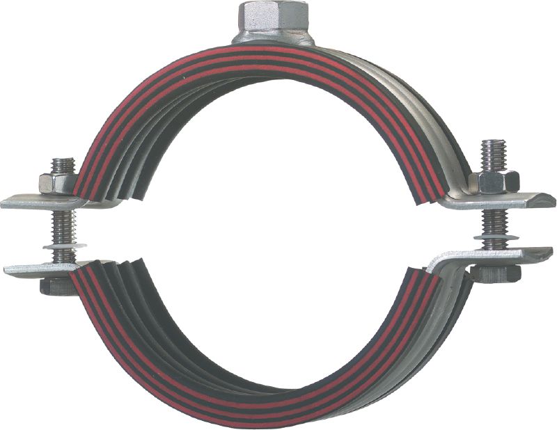 MP-MRI heavy-duty pipe clamp Stainless steel (A4) pipe clamp with sound insulation for heavy-duty applications